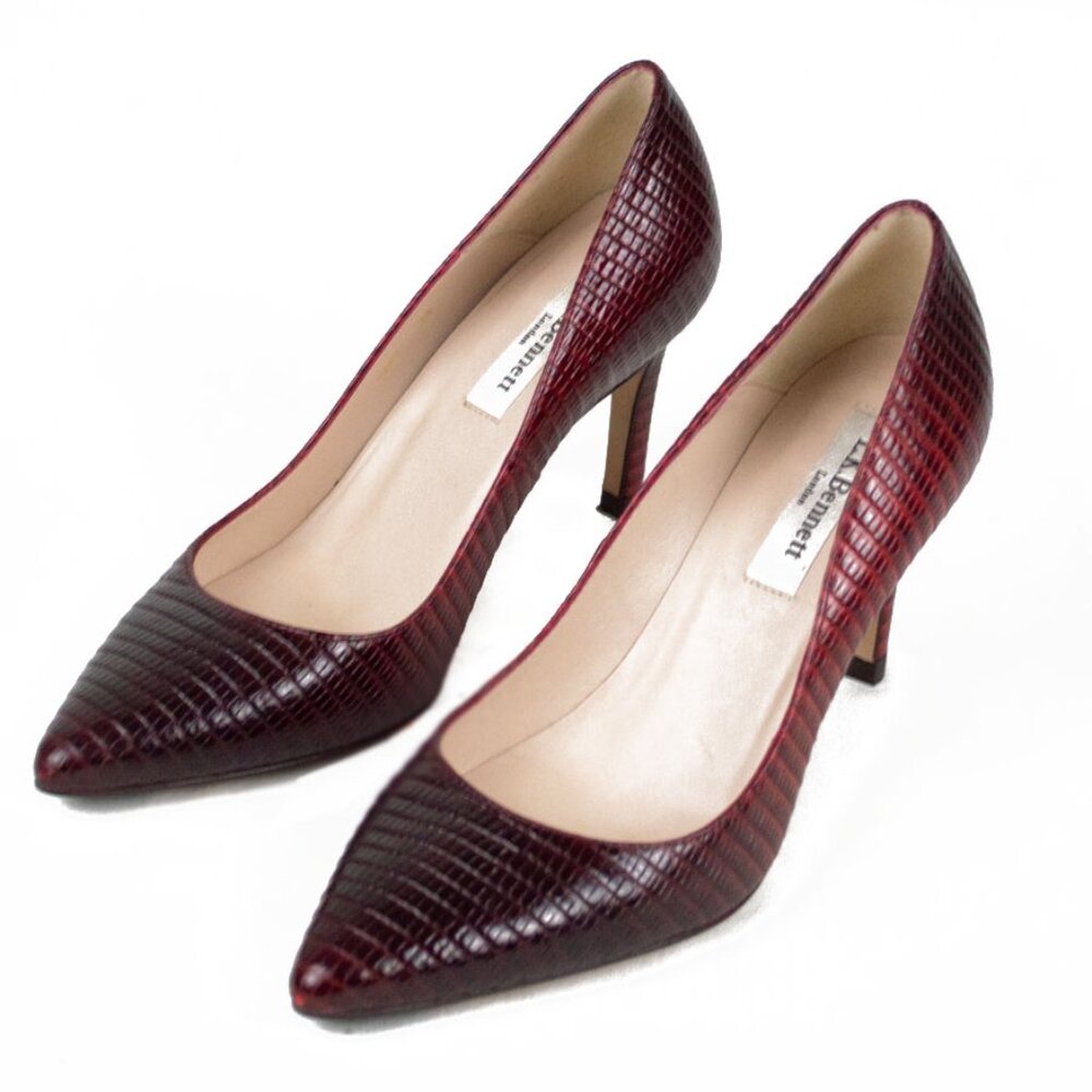 Lk Bennett Crocodile Burgundy Python Leather Romy… - image 4
